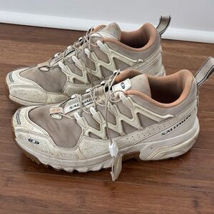 Salomon Tan and Cream Trail Shoes